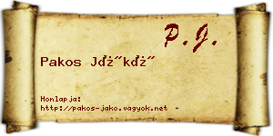 Pakos Jákó névjegykártya